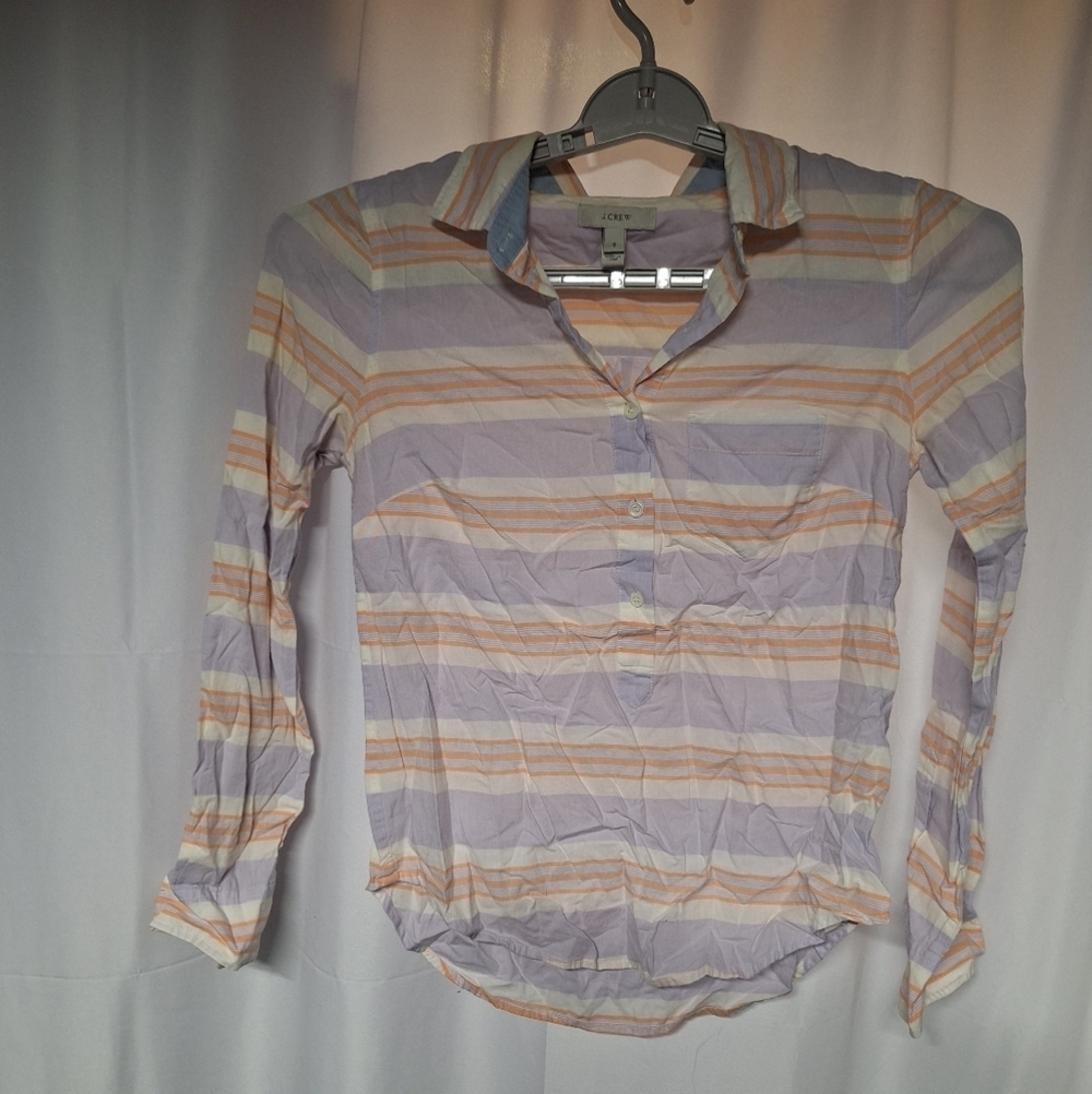 Striped Half Button-Up Shirt - Multicolor